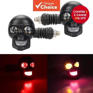 Caveira De Motocicleta LED Luz 12V De Carro Fluida Dupla Face em Oferta na Shopee