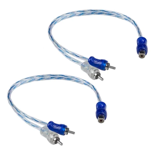 Kit 2un Cabo RCA Y Ouro Blindado 2m/1f Injetado Adaptador Automotivo Amplificador Revestido Fio 4mm