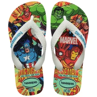 Havaianas Kids Top Marvel II Branco/Azul em Oferta na Shopee