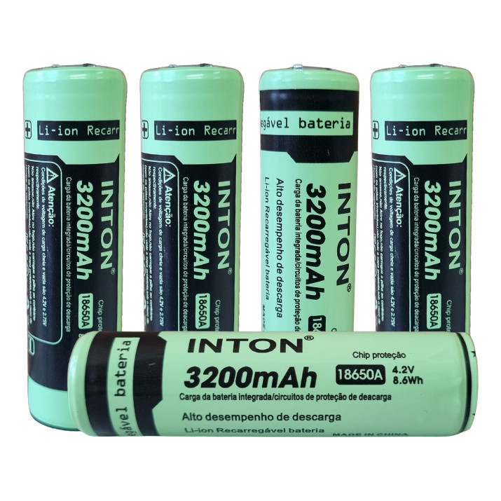 Kit 4 Bateria Recarregável Inton 18650a 3200mah 4.2v C/ Chip | Shopee ...
