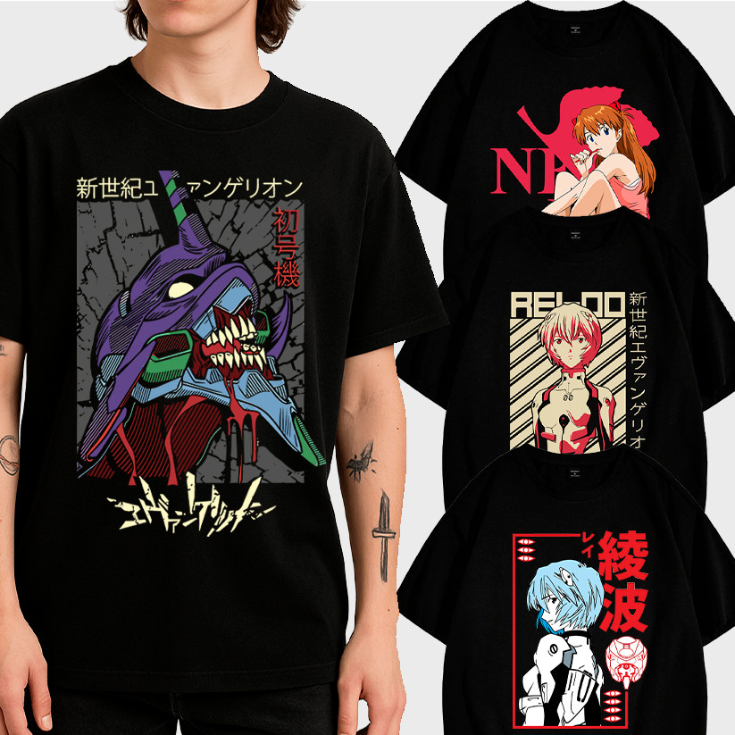 Camiseta Básica Anime Evangelion Camisa 100% Algodão Streetwear Temos Plus Size Lançamento - Envio Rápido