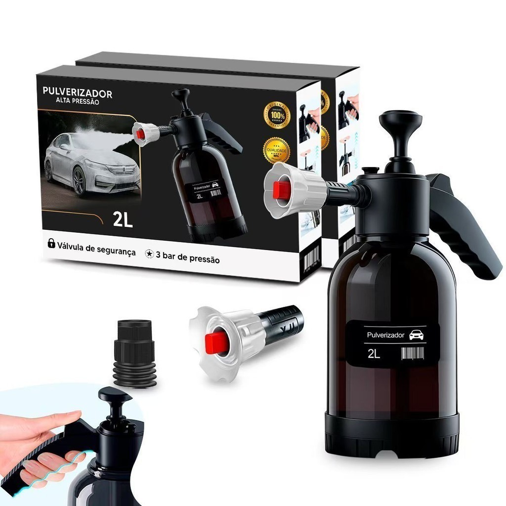 Pulverizador De Espuma Manual Automotivo 2l Alta Pressão Lavagem de moto Aplicador de espuma