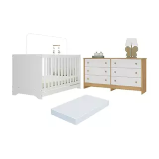Berço Americano 3 em 1 com Colchão Incluso e Cômoda Caramelo Multimóveis MP4678 em Oferta na Shopee
