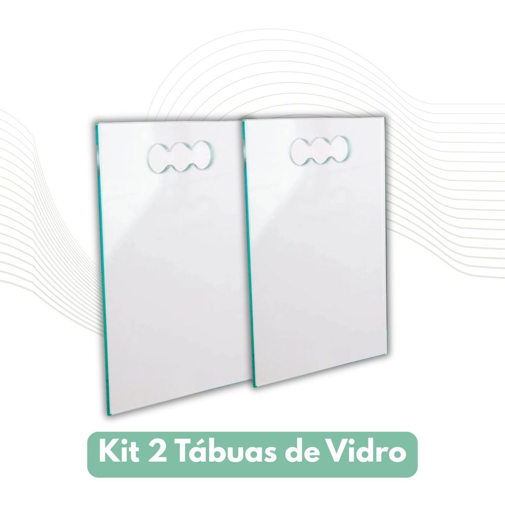KIT 2 TÁBUAS DE VIDRO PARA CHURRASCO 40X25 8MM INCOLOR