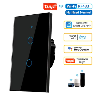 Interruptor Inteligente Touch Wi-Fi 1/2/3/4 Botão Smart Automação,Compatível Google Alexa Smart Tuya