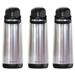 kit 3 Garrafa Térmica Café Leite Chá 1,8 Litros com Ampola de Vidro e Aço Inox Termolar em Oferta na Shopee