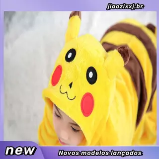 Pijama de Pelúcia Flexível Pikachu One Piece Anime Pokemon Manga Longa Inverno / Criança Roupa Casual 527 em Oferta na Shopee