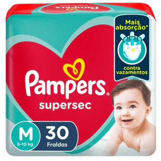 Fralda Pampers Supersec Mega M com 30 Unidades