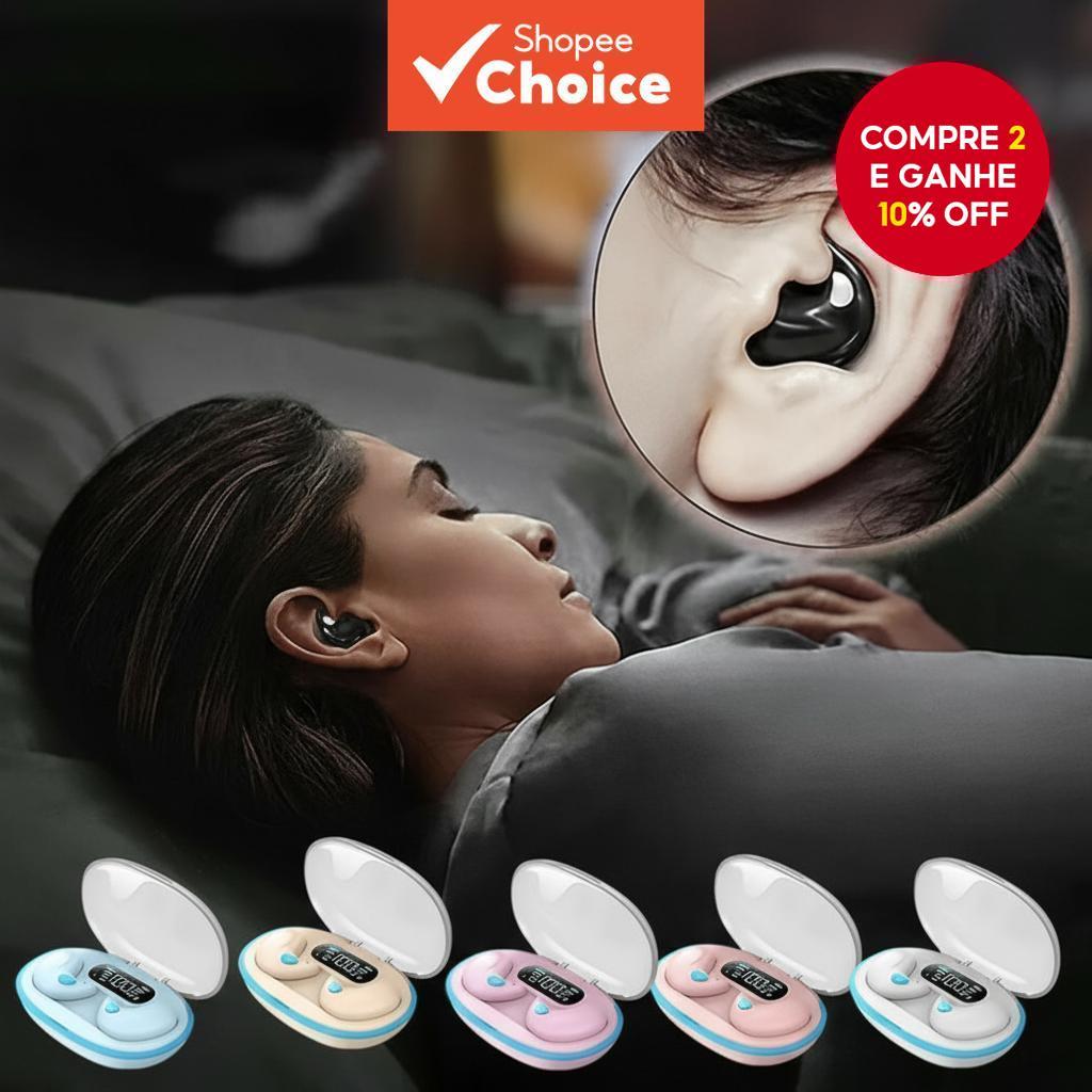 X55 Fones de Ouvido Sleep Earbuds Bluetooth Sem Fio Graves Cancelamento ...