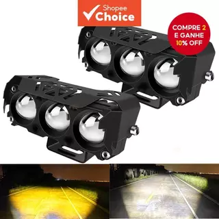 Refletor LED Para Motocicleta , Lâmpadas De Neblina De Feixe Alto/Baixo De Duas Cores Carros , Caminhões , SUVs , UTVs ,