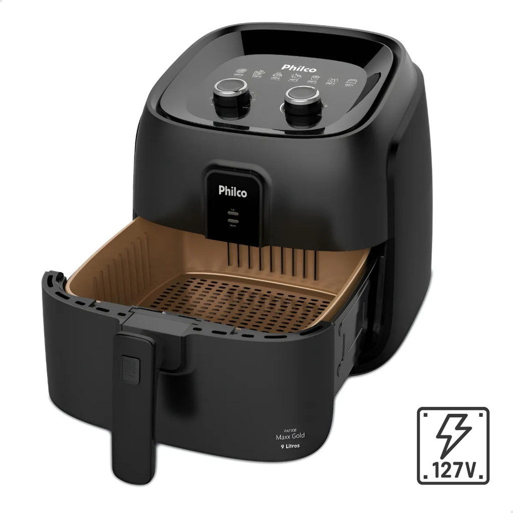 Fritadeira Air Fryer Philco 9L 2000W Gold PAF90B Preto 127V