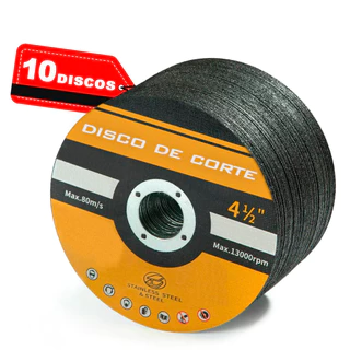 Kit 10 Disco Corte Metal 115mm Aço Inox 4.1/2 Esmerilhadeira