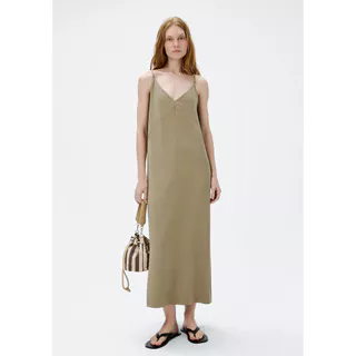 Vestido Midi Em Peach Touch Com Fenda em Oferta na Shopee