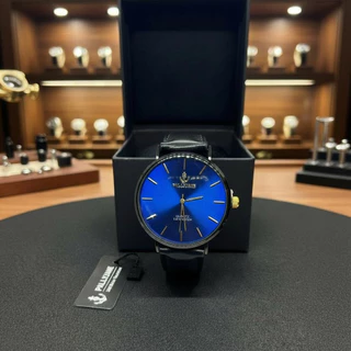 Relógio Masculino Feminino Social Luxo – Preto Dourado, Pulseira Couro, Minimalista, Quartz, 3ATM Resistente