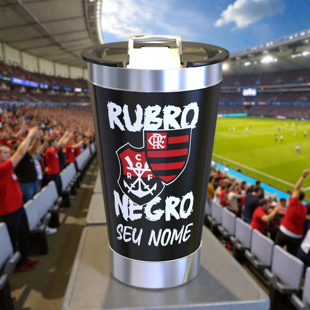 Copo Do Flamengo Rubro Negro Personalizado Seu Nome Preto Térmico C ...