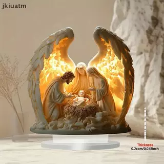 [jkiuatm] 2026 Nova Presépio Jesus Cena De Nascimento Mesa De Natal Peça Central Acessório 2D Acrílico Plano Para Decora