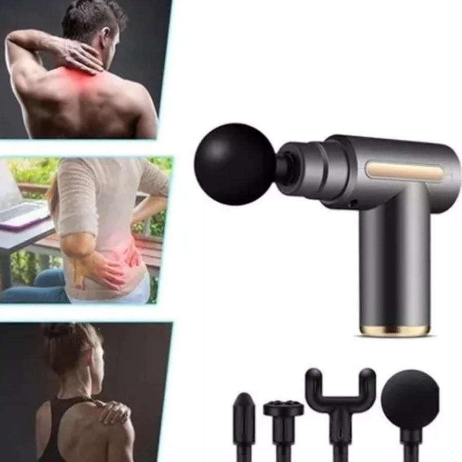 Pistola de Massagem Muscular Portátil Elétrica Profissional Recarregável USB com Múltiplas Ponteiras para Relaxamento — foto 3