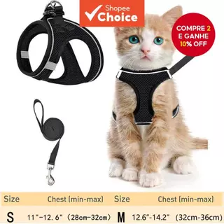 Arnês Ajustável Para Gatos E Gatinhos Com Trela – Colete Reflexivo De Malha Macia , À Prova De Fuga Confortável Caminhad em Oferta na Shopee
