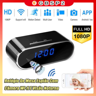 1080P Relógio De Mesa Espião Com Câmera Wi-fi E Micro De Vídeo Digital IR Pequena DVR em Oferta na Shopee