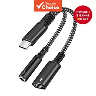 Adaptador De Entrada De Fone De Ouvido 2 Em 1 USB C Para 3.5 Mm Com Carregamento iPad Samsung Huawei Xiaomi