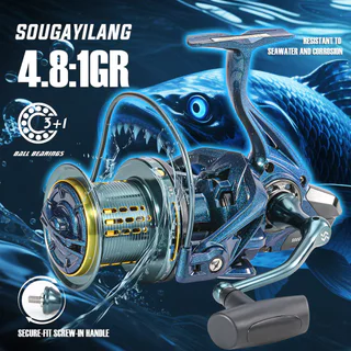 Sougayilang (10000/12000/14000) Carretel De Pesca Surfcasting 4.8 : 1GR Giratório Forte Super Poderoso Para Em Água Salg em Oferta na Shopee