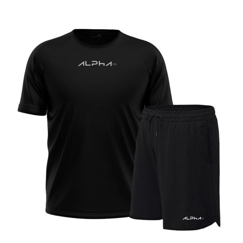 Kit Camiseta Alpha Co Dry Fit + Short Elastano Lobo Wolf Essential ...