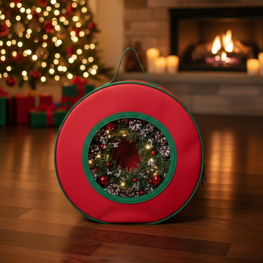 Bolsa Organizadora para Guirlanda de Natal com Visor Trasparente Tamanhos P 29cm