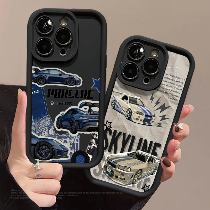 Softcase Anti-impacto Vintage Carro De Corrida Adesivo Para Redmi Nota 14 PRO K80 13C 14C 13 12 11 POCO X7 F7 ULTRA X6 X