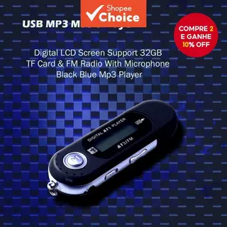 1 Mini USB Mp3 player De Música Suporte Digital De Tela LCD 32GB tf Cassete FM Rádio Black/blue/red/silver Mp3 em Oferta na Shopee