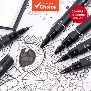 Conjunto Uni Pin Fineliner 3PCS-Canetas De Desenho Técnico (0.05/0.2/0.5 Mm) em Oferta na Shopee