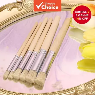 Conjunto De Pincéis Estêncil , 6 Peças , Cerdas De Cabelo , Cabo De Madeira , Perfeito Para Artesanato DIY , Pintura Em
