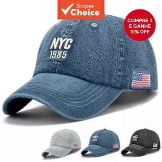 Boné De Beisebol Jeans Lavado Vintage NYC E 1985 Bordado 3D Respirabilidade Premium em Oferta na Shopee