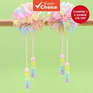 2 Unidades De Grampos De Cabelo Com Fita De Gorgorão | Acessórios Para Meninas Antiderrapantes Contas Longas Coloridas ​ em Oferta na Shopee
