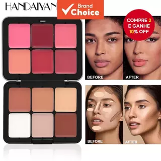 Paleta De Blush Handaiyan Com 12 Cores - Multiuso Para Corretivo, Iluminador E Contorno, Creme Matte em Oferta na Shopee