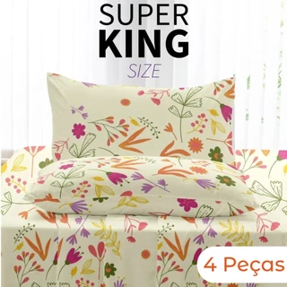 Jogo de Lençol King 4 Peças 1,93m x 2,03m x 30cm de Altura Estampas Sortidas