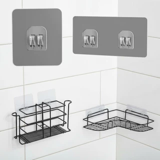 Kit 10 Ganchos Adesivos Transparentes PVC 2kg Sem Furo Para Cozinha Banheiro Azulejo Vidro