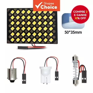 Lâmpada Led Painel 48smd Para Carro, Luz De Teto Interior, Bulbo De Leitura T10 W5w Com 3 adaptadores em Oferta na Shopee