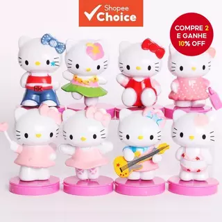Conjunto De Decoração De Bolo De Aniversário Hello Kitty Com 8 Peças De Enfeites Fofos em Oferta na Shopee