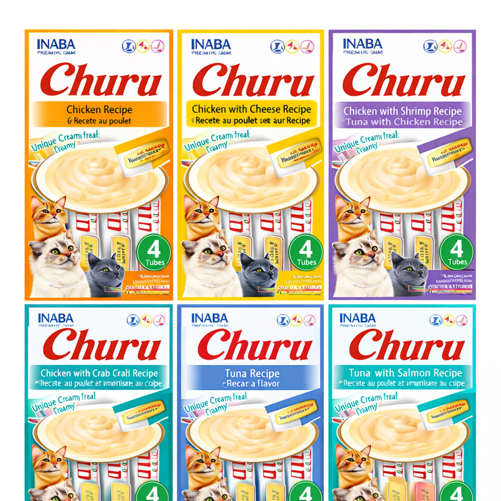 Churu Gatos Inaba Petisco Cremoso 4 Tubos - Vários Sabores Original ...