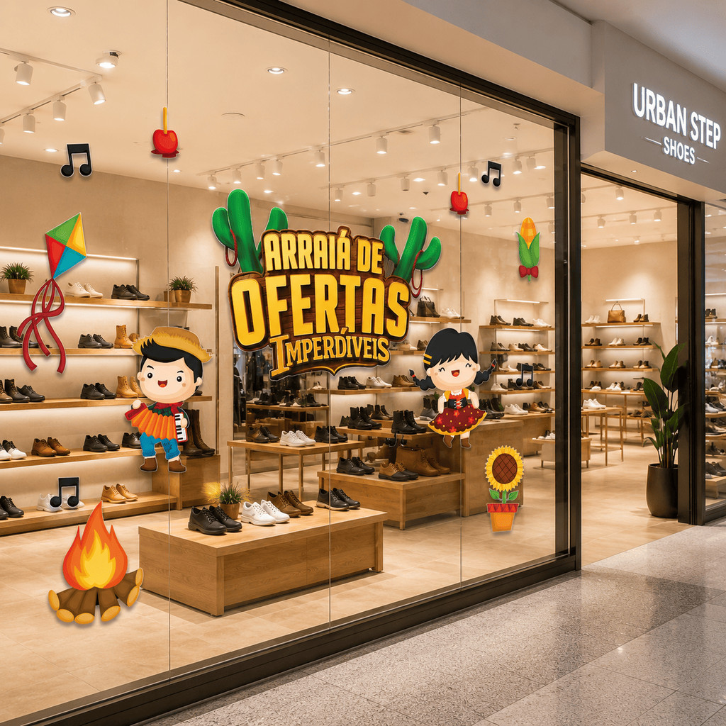 cartela adesiva vitrine loja festa junina arraiá são joão adesivo ...