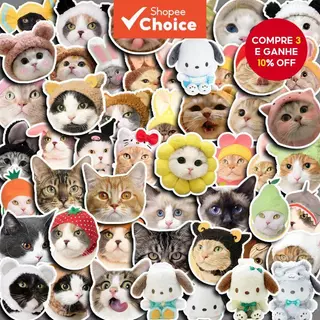 50 Pçs Bonito Cabeça De Gato Emoji Adesivos Diy Computador Portátil Washi Scrapbooking Artes Artesanato em Oferta na Shopee