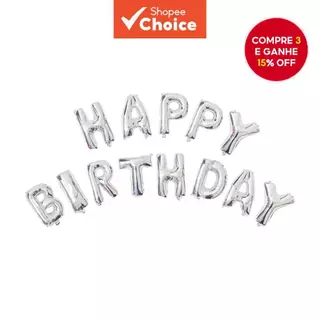 Balão De Carta De Aniversário Prateado De 16 Polegadas Filme De Alumínio Feliz Para Decoração De Festa Infantil em Oferta na Shopee