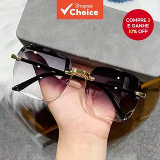 Óculos De Sol Quadrados Sem Moldura Elegantes – Femininos Modernos Com Borda Cortada Para Fotografia Em Estilo De Rua em Oferta na Shopee
