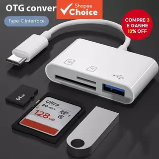 Leitor De Cartão SD TF Tipo C 3 Em 1 De Memória OTG De Transferência De Alta Velocidade USB Para Android/Laptop em Oferta na Shopee
