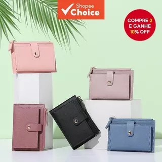 Moda Feminina Cor Sólida Multi-slot Porta-Cartões Mini Carteira De Couro PU em Oferta na Shopee