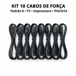 Kit 10 Cabo de Força Bipolar P/ TV Rádio Impressora PS3 PS4 – Envio Rápido!