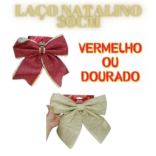 Laço 30x27CM Grande Vermelho E Dourado Dourado Natal Brilhante Decorativo Natalino Decorações em Oferta na Shopee