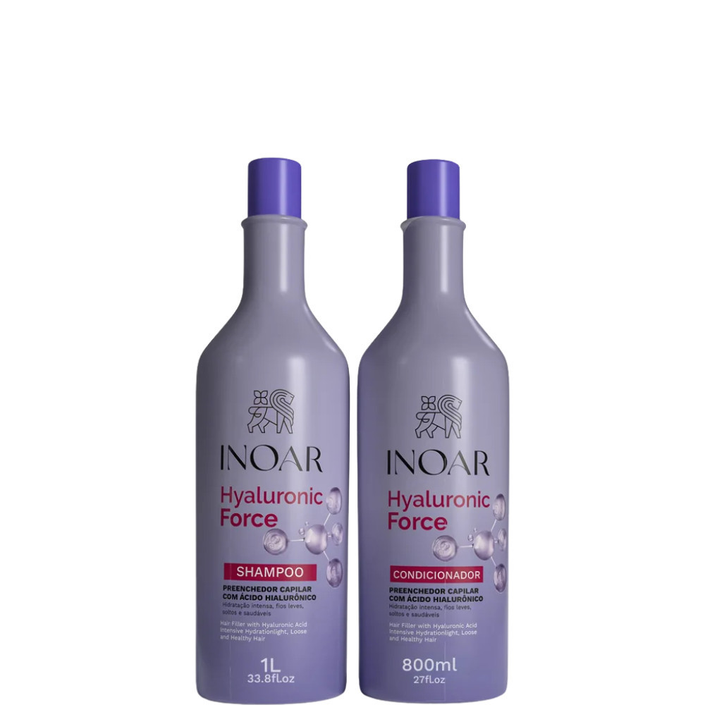 Inoar Kit Hyaluronic Force Shampoo 1l + Condicionador 800ml | Shopee Brasil