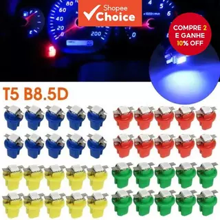 10pcs T5 B8.5D 5050 SMD LED Kit De Lâmpadas De Painel Para De Velocímetro 12V em Oferta na Shopee