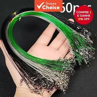 60 Líderes De Pesca De Aço Dos Pces-15/25/30cm Fio Anti-Mordida Com Giros , Trela À Prova De Dentes Inoxidável Para Pike em Oferta na Shopee